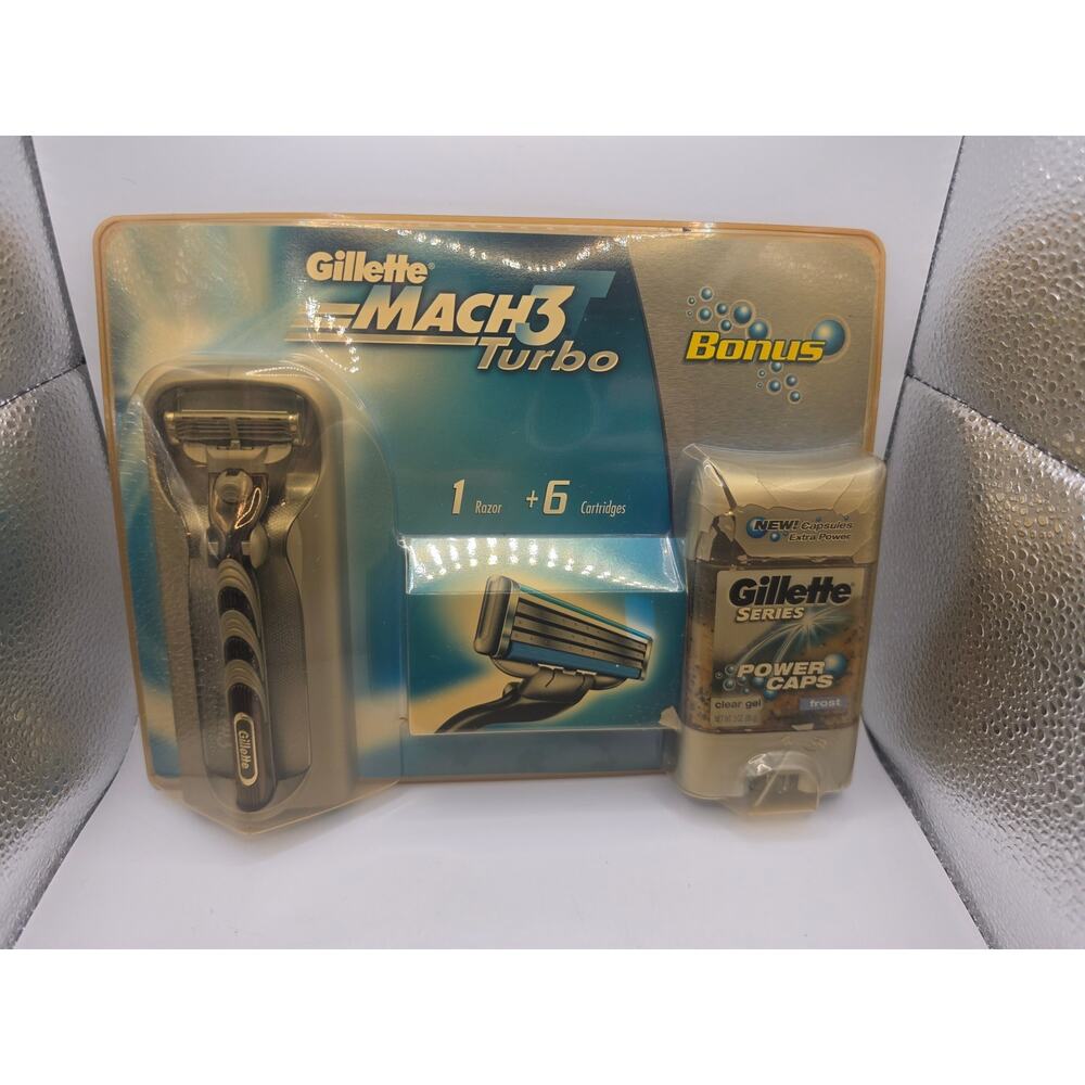 Sealed Vintage Gillette Mach 3 Turbo with 6 Cartridges‎ 2003